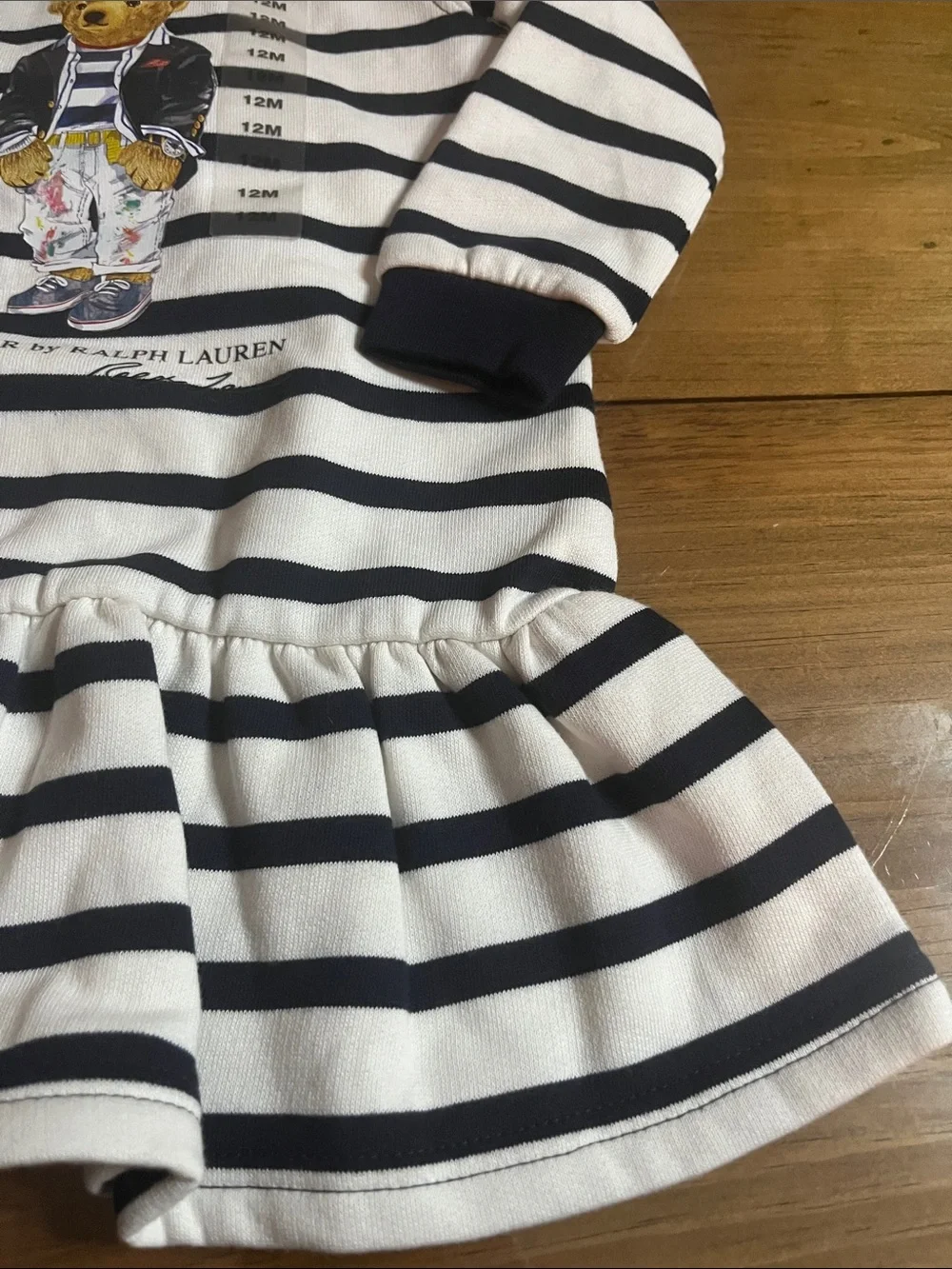 Ralph Lauren Cotton-Fleece Polo Bear Dress 12 Months NEW